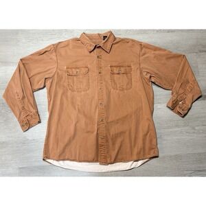 Vintage RedHead Button-Up Men's XL Solid Cotton Orange Long Sleeve Pockets